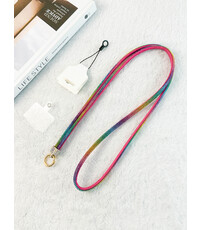 Ntech Ntech Telefoonkoord Kristal meerkleurig  - Verstelbare Telefoonketting 1.2m