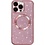 Ntech Hoesje Geschikt voor iPhone 15 Pro Magsafe hoesje Rose Goud - Lens beschermer glitter backcover