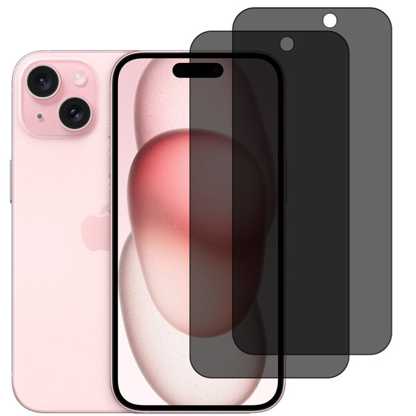 Ntech Privacy Screen protector Geschikt voor iPhone 15 screenprotectors Privacy - 2 Stuks - Full screen protector tempered glass van gehard glas