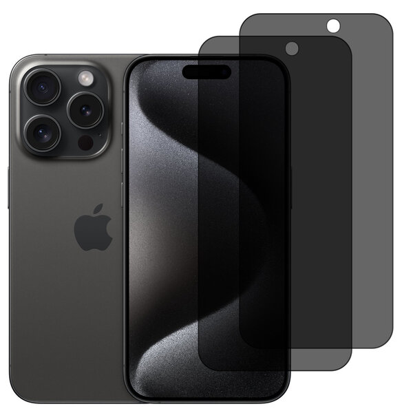 Ntech Privacy Screen protector Geschikt voor iPhone 15 Pro screenprotectors Privacy - 2 Stuks - Full screen protector tempered glass van gehard glas