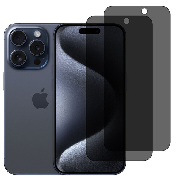 Ntech Privacy Screen protector Geschikt voor iPhone 15 Pro Max screenprotectors Privacy - 2 Stuks - Full screen protector tempered glass van gehard glas