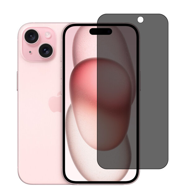oTronica Privacy Screen protector Geschikt voor iPhone 15 - Full screen protector tempered glass van gehard glas