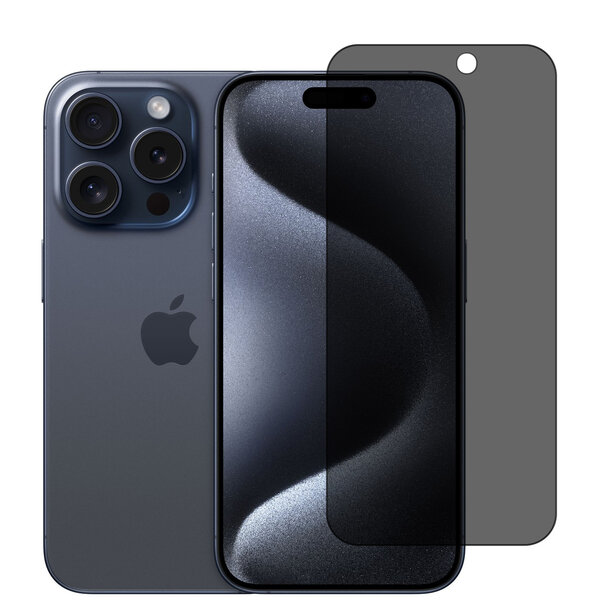 Ntech Privacy Screen protector Geschikt voor iPhone 15 Pro Max - Full screen protector tempered glass van gehard glas