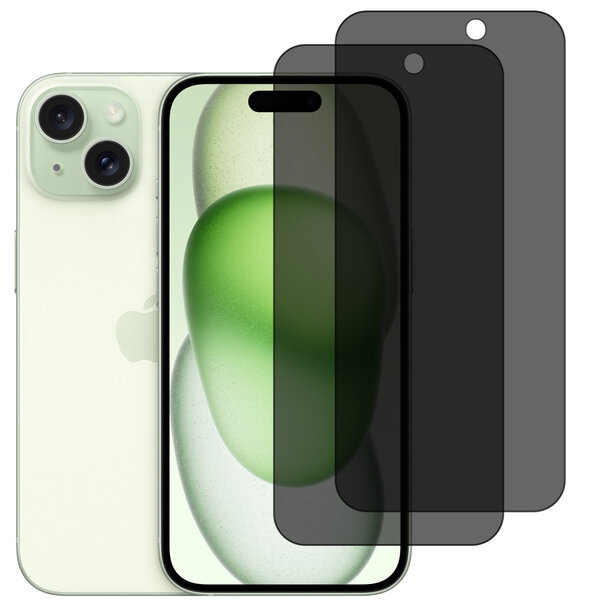 Ntech Privacy Screen protector Geschikt voor iPhone 15 Plus screenprotectors Privacy - 2 Stuks - Full screen protector tempered glass van gehard glas