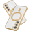 oTronica oTronica Hoesje aanstellen voor Samsung Galaxy S22 met Magnetisch Ring en Camera Lensbeschermer - backcover – Transparant/Goud