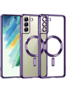 oTronica oTronica Hoesje aanstellen voor Samsung Galaxy S22 met Magnetisch Ring Transparant/Paars