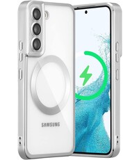 oTronica oTronica Hoesje aanstellen voor Samsung Galaxy S22 met Magnetisch Ring Transparant/Zilver