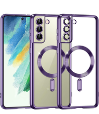 oTronica oTronica Hoesje aanstellen voor Samsung Galaxy S22 Plus met Magnetisch Ring Transparant/Paars