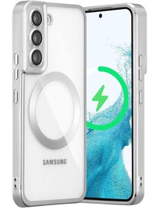 oTronica oTronica Hoesje aanstellen voor Samsung Galaxy S22 Plus met Magnetisch Ring Transparant/Zilver