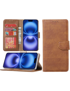 Ntech Hoesje Geschikt voor iPhone 16 portemonnee bookcase – Bruin