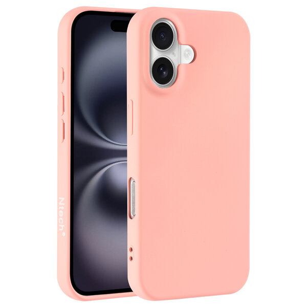 Ntech Hoesje Geschikt voor iPhone 16 Plus – Zacht siliconen liquid backcover – Licht Roze