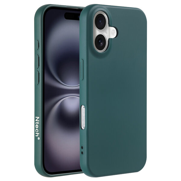 Ntech Hoesje Geschikt voor iPhone 16 Plus – Zacht siliconen liquid backcover – Pine Groen