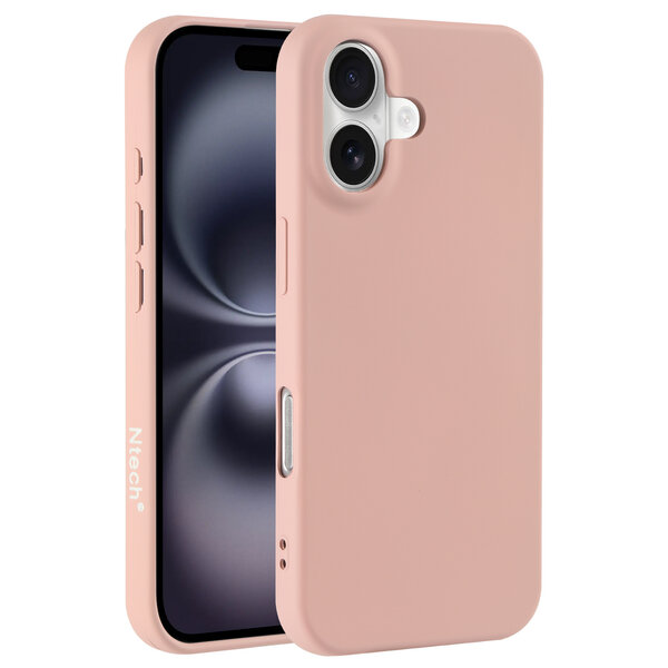 Ntech Hoesje Geschikt voor iPhone 16 Plus – Zacht siliconen liquid backcover – Pink Sand