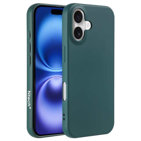 Ntech Hoesje Geschikt voor iPhone 16 – Zacht siliconen liquid backcover – Pine Groen