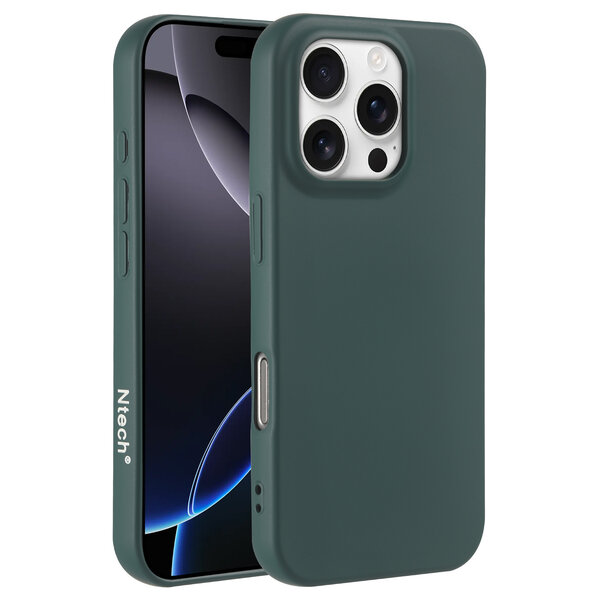 Ntech Hoesje Geschikt voor iPhone 16 Pro – Zacht siliconen liquid backcover – Pine Groen