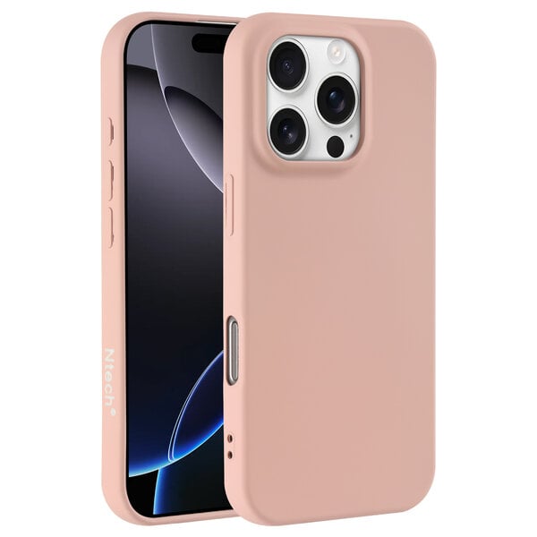 Ntech Hoesje Geschikt voor iPhone 16 Pro – Zacht siliconen liquid backcover – Pink Sand