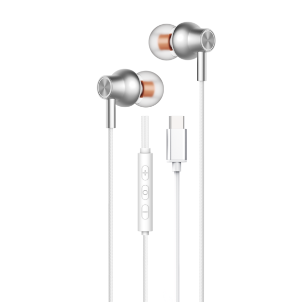 oTronica Oortjes met Draad USB C Wit 729 Geschikt voor Samsung en iPhone 16 / 16 Pro / 16 Pro Max / 15 / 15 Pro / 15 Plus / 15 Pro Max - Oortjes met Draad en Microfoon - In-Ear Oordopjes met Draad - Bedrade Oortjes