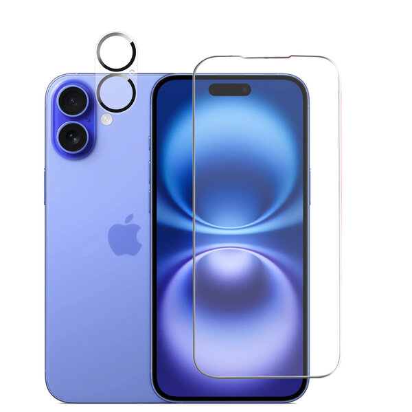 Ntech Tempered glass Screenprotector en Camera lens Protector Geschikt voor iPhone 16 - Beschermglas - gehard glas - 1+1 Stuk
