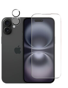 Ntech Tempered glass Screenprotector en Camera lens Protector Geschikt voor iPhone 16 Plus - 1+1 Stuk