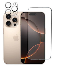 Ntech Tempered glass Screenprotector en Camera lens Protector Geschikt voor iPhone 16 Pro - 1+1 Stuk