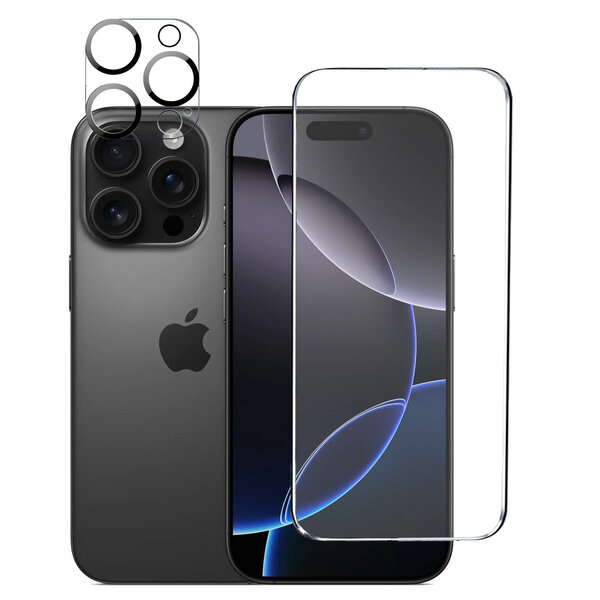 Ntech Tempered glass Screenprotector en Camera lens Protector Geschikt voor iPhone 16 Pro Max - Beschermglas - gehard glas - 1+1 Stuk