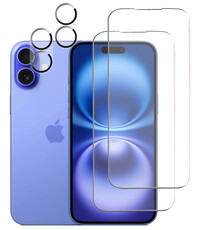 Ntech Tempered glass Screenprotectors en Camera lens Geschikt voor iPhone 16 - 2+2 stuks