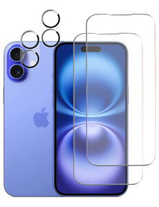 Ntech Tempered glass Screenprotectors en Camera lens Geschikt voor iPhone 16 - 2+2 stuks