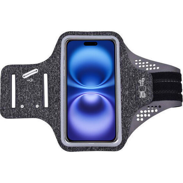 Ntech Hardloop telefoonhouder Geschikt voor iPhone 16 - Sportarmband - Reflecterend -Ruimte voor sleutel - Zwart