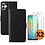 Hoesje geschikt voor Samsung Galaxy A06 hoesje bookcase Zwart - Met screenprotector tempered glass voor Galaxy A06 4G - 2x