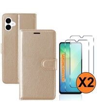 Ntech Hoesje geschikt voor Samsung Galaxy A06 hoesje bookcase Goud