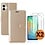 Ntech Hoesje geschikt voor Samsung Galaxy A06 hoesje bookcase Goud - Met screenprotector tempered glass voor Galaxy A06 4G - 2x