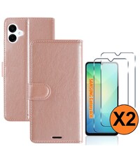 Ntech Hoesje geschikt voor Samsung Galaxy A06 hoesje bookcase Rose Goud