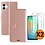 Ntech Hoesje geschikt voor Samsung Galaxy A06 hoesje bookcase Rose Goud - Met screenprotector tempered glass voor Galaxy A06 4G - 2x