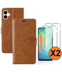 Ntech Hoesje geschikt voor Samsung Galaxy A06 hoesje bookcase Bruin