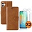 Ntech Hoesje geschikt voor Samsung Galaxy A06 hoesje bookcase Bruin - Met screenprotector tempered glass voor Galaxy A06 4G - 2x