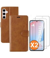 Ntech Hoesje geschikt voor Samsung Galaxy S24 FE hoesje Bruin