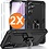 Ntech Hoesje Geschikt voor Samsung Galaxy A16 4G / 5G Hoesje Zwart Anti-Shock Hybrid Armor hoesje Met Draaibare Ring Houder - Samsung A16 4G / 5G Screenprotector 2 pack