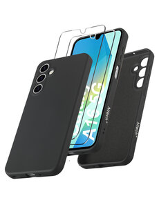 Ntech Hoesje geschikt voor Samsung Galaxy A16 4G / 5G Hoesje siliconen  met  2 stuks Screenprotector Zwart