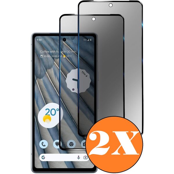 Ntech Privacy Geschikt voor Google Pixel 7A screenprotector Privacy glass - 2 Stuks - Full screen protector tempered glass Google Pixel 7a