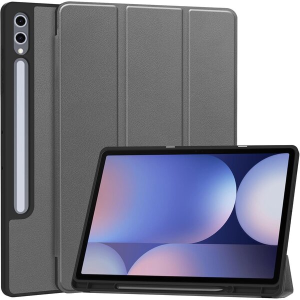 Ntech Tablet Hoes Geschikt voor Samsung Galaxy Tab S10 Plus / S9 FE Plus hoes Grijs tri-fold bookcase met auto/wake functie