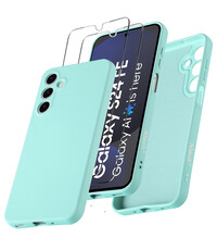 Ntech Hoesje geschikt voor Samsung Galaxy S24 FE Hoesje siliconen Mint Groen