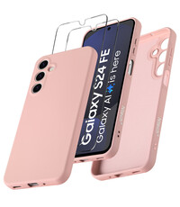 Ntech Hoesje geschikt voor Samsung Galaxy S24 FE Hoesje siliconen Pink Sand