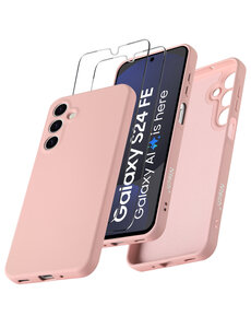 Ntech Hoesje geschikt voor Samsung Galaxy S24 FE Hoesje siliconen Pink Sand