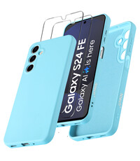 Ntech Hoesje geschikt voor Samsung Galaxy S24 FE Hoesje siliconen Licht Blauw