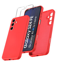 Ntech Hoesje geschikt voor Samsung Galaxy S24 FE Hoesje siliconen Rood
