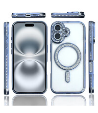 Ntech Hoesje Geschikt voor iPhone 16 Magsafe hoes Lens beschermer Blauw