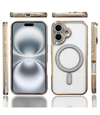 Ntech Hoesje Geschikt voor iPhone 16 Magsafe hoes Lens beschermer Goud