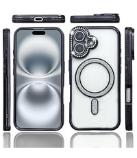 Ntech Hoesje Geschikt voor iPhone 16 Plus Magsafe hoes Lens beschermer Zwart