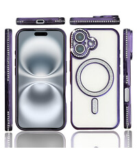 Ntech Hoesje Geschikt voor iPhone 16 Plus Magsafe hoes Lens beschermer Paars