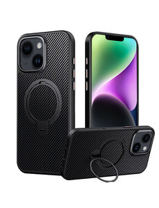 Ntech Hoesje geschikt voor iPhone 14 Magsafe hoesje met Carbon uitvoering